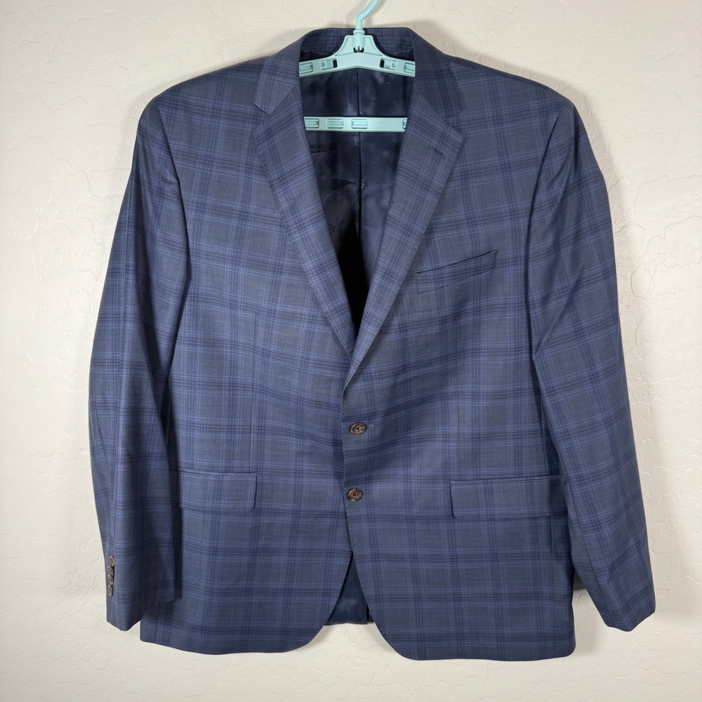 David Donahue Sport Coat Mens 42R Blue Glen Plaid‎ Wool Blazer Jacket Luxury